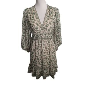 MAX STUDIO LONDON GREEN & CREAM FLORAL DRESS SZ.S NWT
